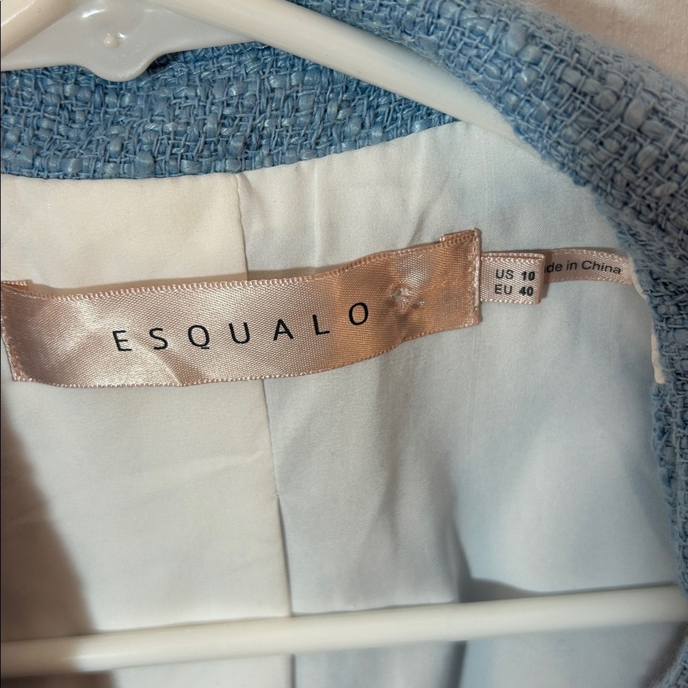 Esqualo Tweed Boucle Light Blue Double-Breasted Blazer size 10 - Picture 3 of 8